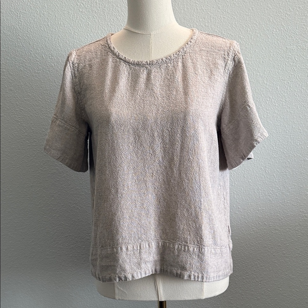 Rafaella Beige Linen Blend Relaxed Fit Top Size Medium